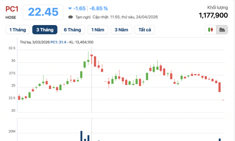 “Cú lao dốc” của cổ phiếu doanh nghiệp hàng đầu ngành điện