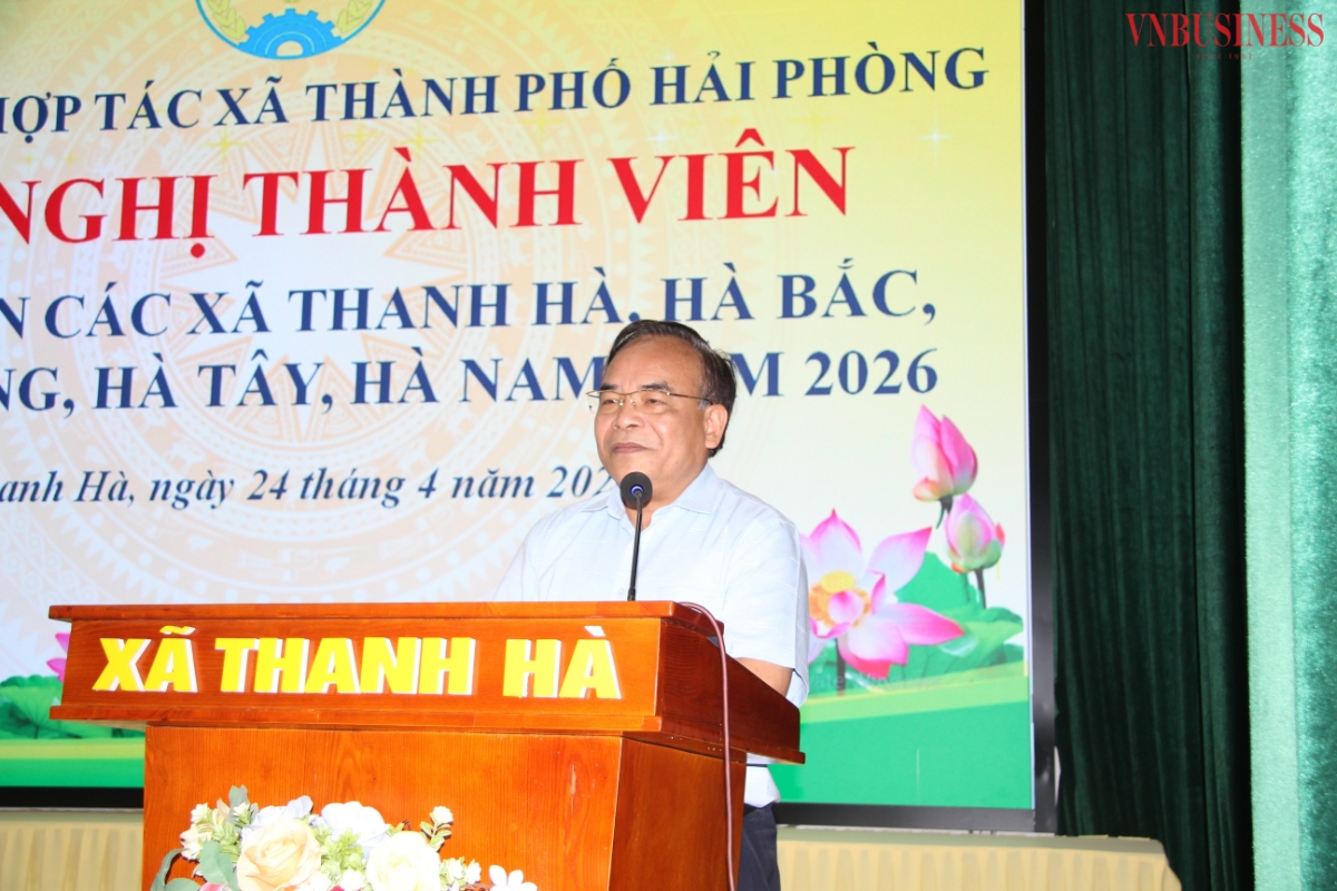 Ông Ngô Ngọc Khánh - Chủ tịch Liên minh HTX TP Hải Phòng phát biểu tại hội nghị.