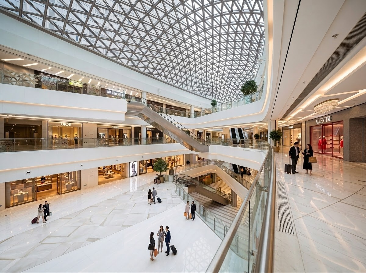 Không gian sảnh đón (Lobby) thông tầng cao 10m.