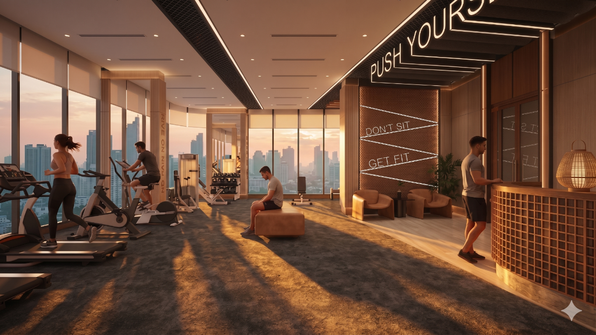 Phòng Gym - Yoga với hệ thống thiết bị nhập khẩu nguyên chiếc.