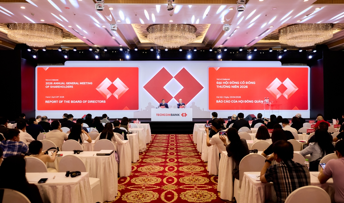 Toàn cảnh ĐHĐCĐ thường niên năm 2026 của Techcombank.
