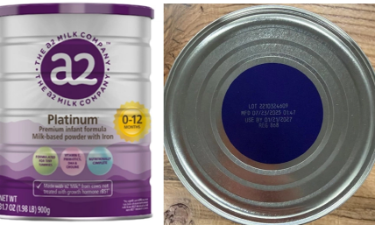 Sản phẩm sữa bột a2 Platinum Premium dành cho trẻ 0-12 tháng tuổi bị thu hồi tại thị trường Mỹ.