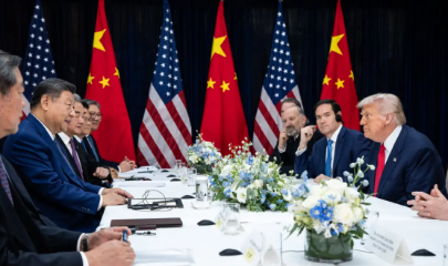Tổng thống Mỹ Donald Trump gặp Chủ tịch Trung Quốc Tập Cận Bình tại Busan, Hàn Quốc, năm 2025. Ảnh: The New York Times