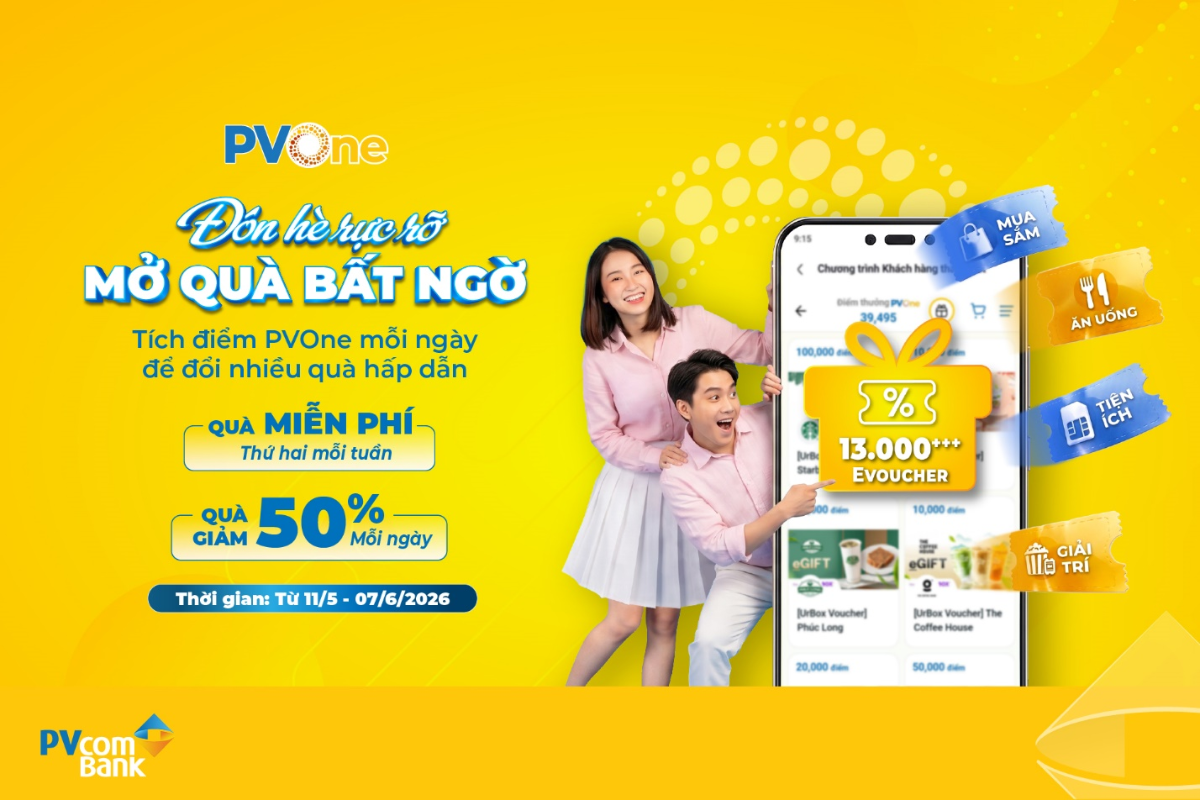 Cùng PVcomBank đón hè rực rỡ với hơn 13.000 quà tặng trên hệ sinh thái PVOne.