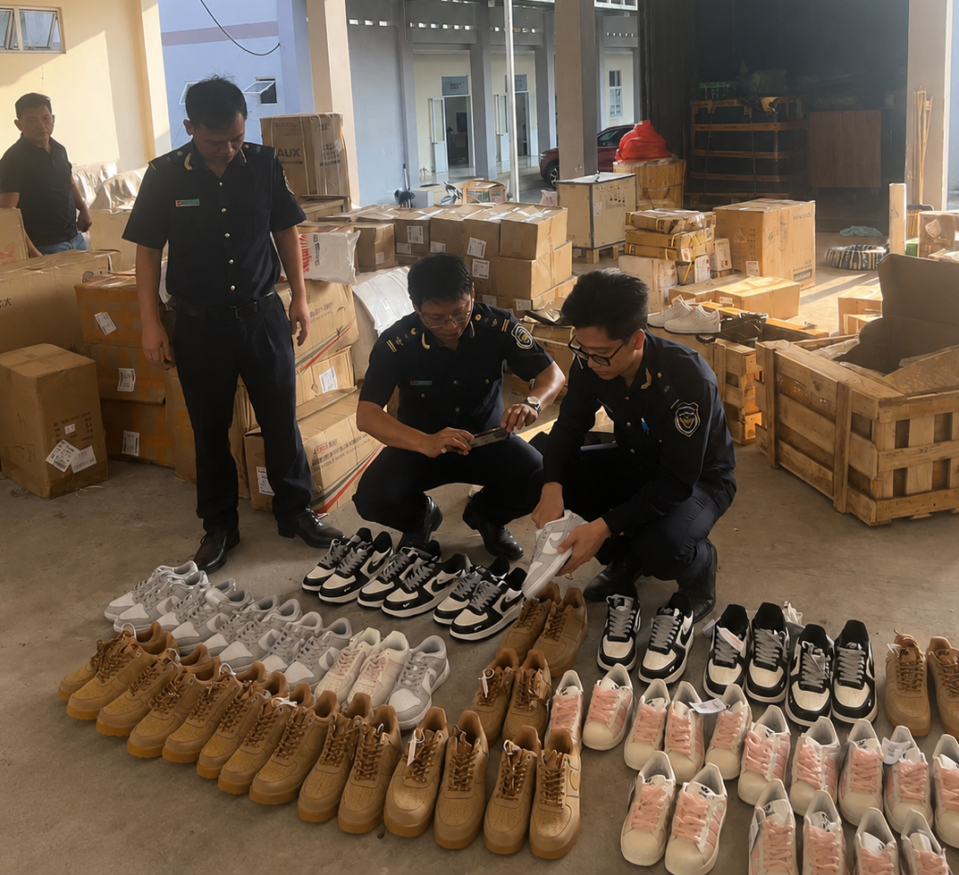 78 đôi giày nghi giả mạo nhãn hiệu Nike và Adidas.