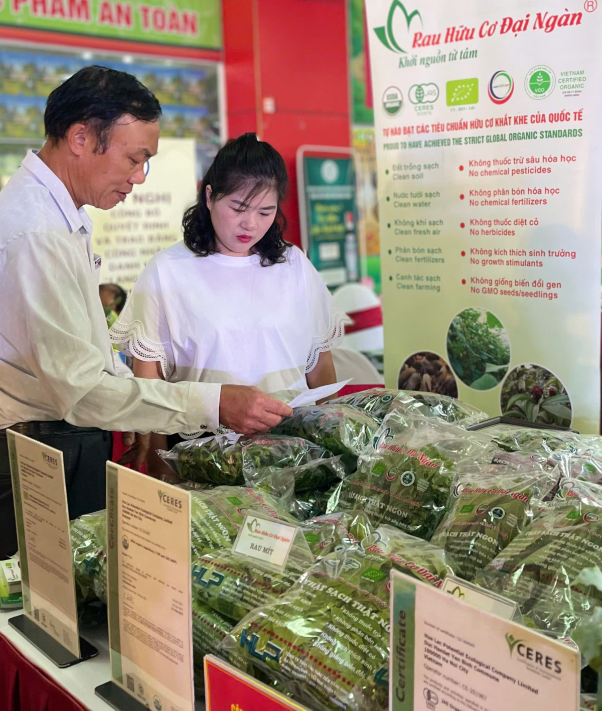 Nông sản hữu cơ có chứng nhận quốc tế có giá cao hơn chứng nhận VietGAP và hữu cơ thông thường.