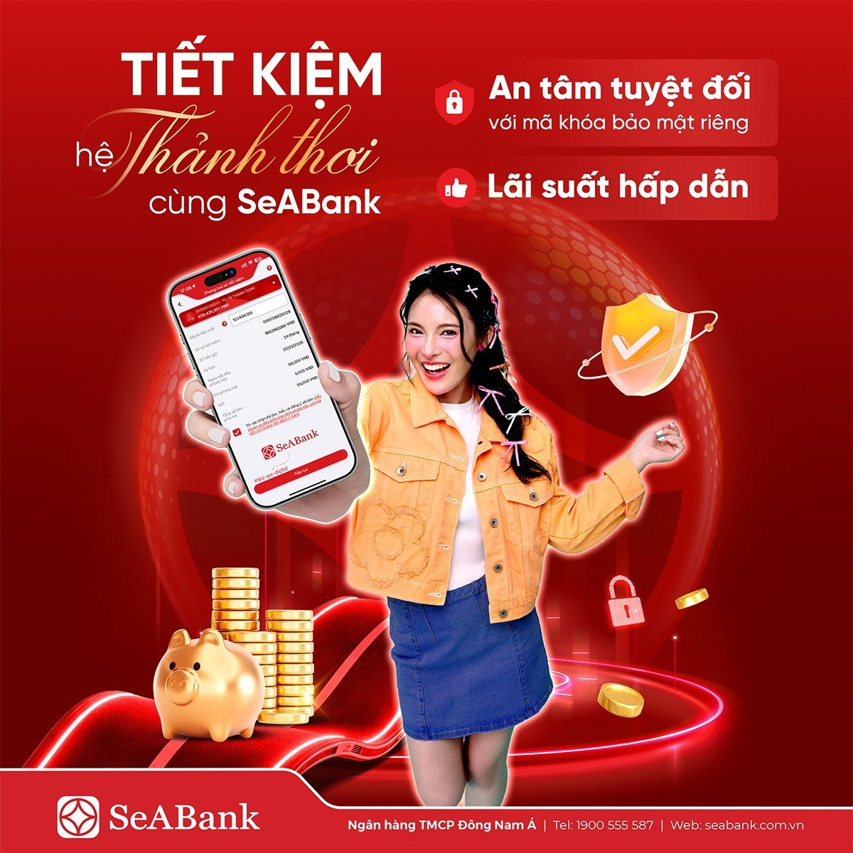 SeABank đồng thời áp dụng xác thực sinh trắc học trong quá trình rút tiền hoặc tất toán.