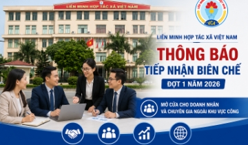 Liên minh Hợp tác xã Việt Nam thông báo tiếp nhận 30 biên chế