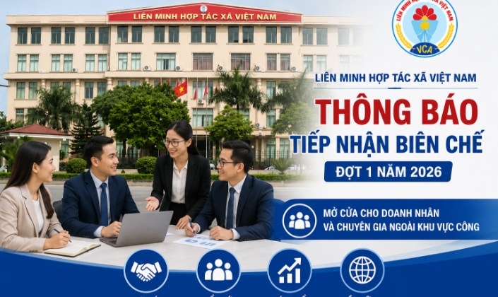 Liên minh Hợp tác xã Việt Nam thông báo tiếp nhận 30 biên chế