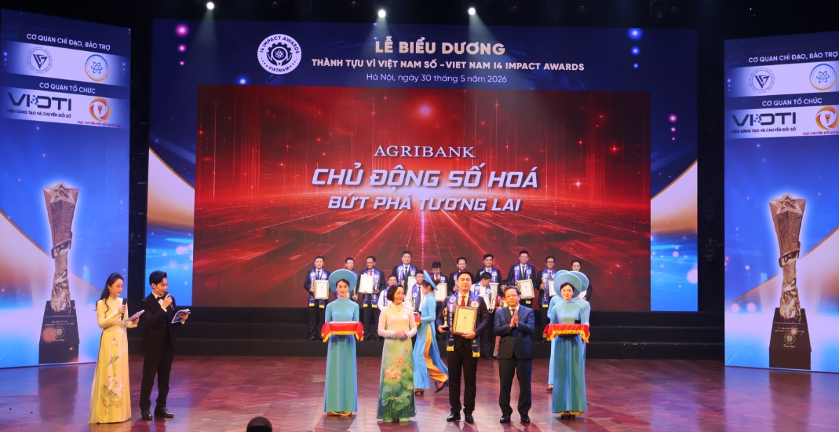 Agribank được biểu dương tại chương trình biểu dương vinh danh thành tựu tác động vì Việt Nam số 2026.