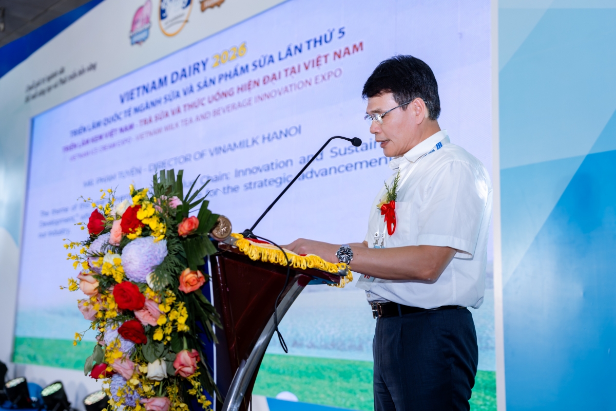 Ông Phạm Tuyên – Giám đốc chi nhánh Vinamilk Hà Nội – phát biểu tại Lễ khai mạc chuỗi triển lãm.
