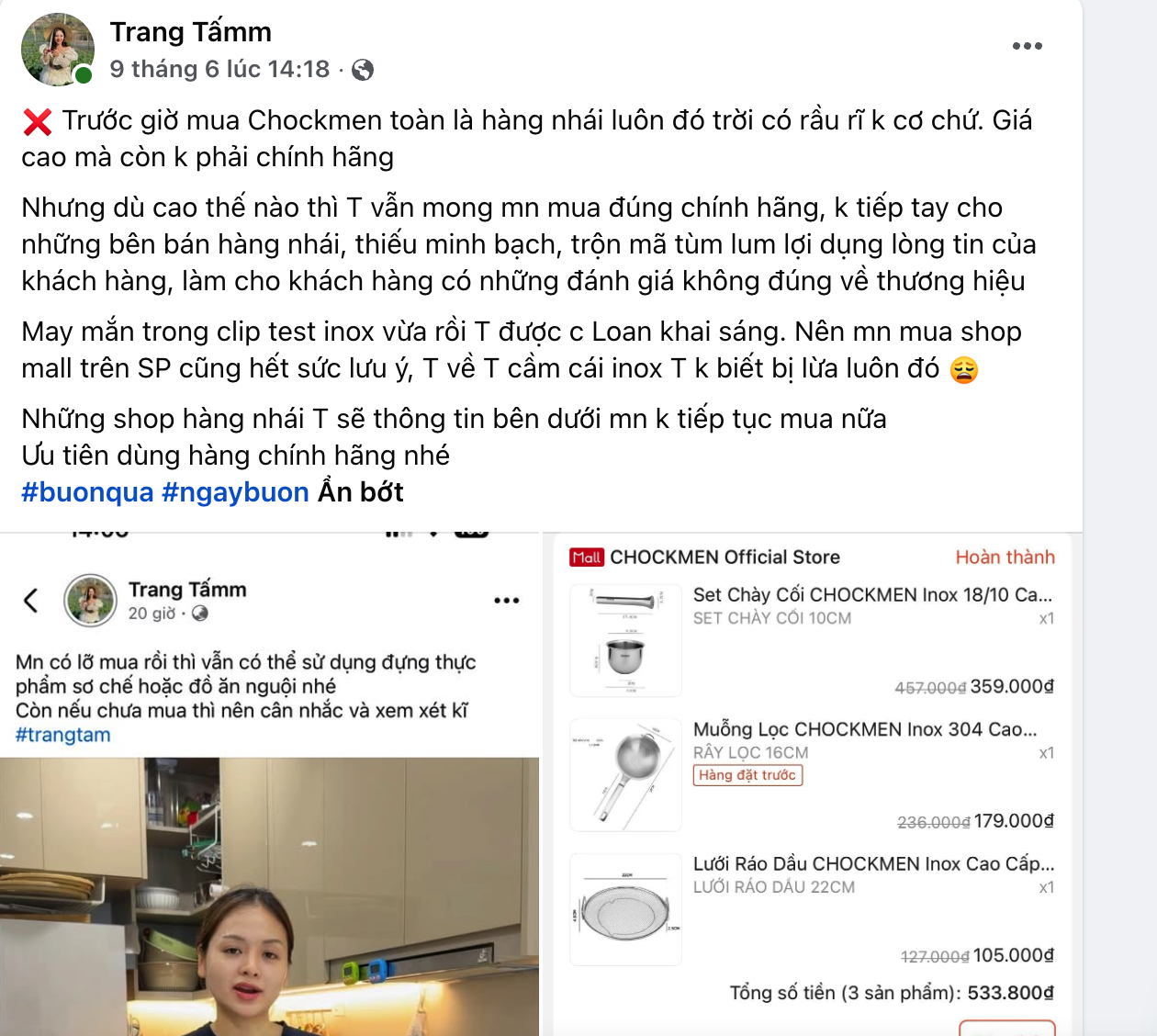 Nhà sáng tạo nội dung bức xúc chia sẻ về trải nghiệm mua hàng trên sàn thương mại điện tử.