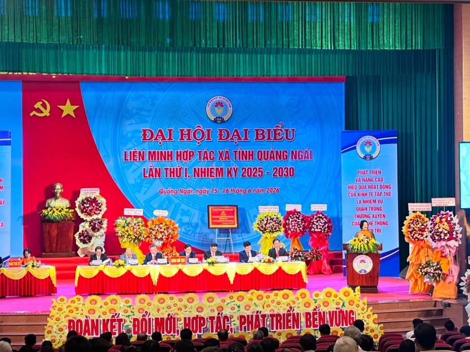 Đại hội Liên minh HTX tỉnh Quảng Ngãi lần thứ I tổ chức phiên chính thức vào ngày 16/6.