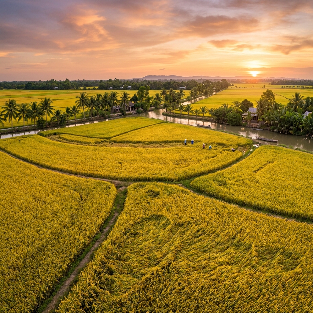 Cánh đồng lúa chín vàng Đồng Tháp