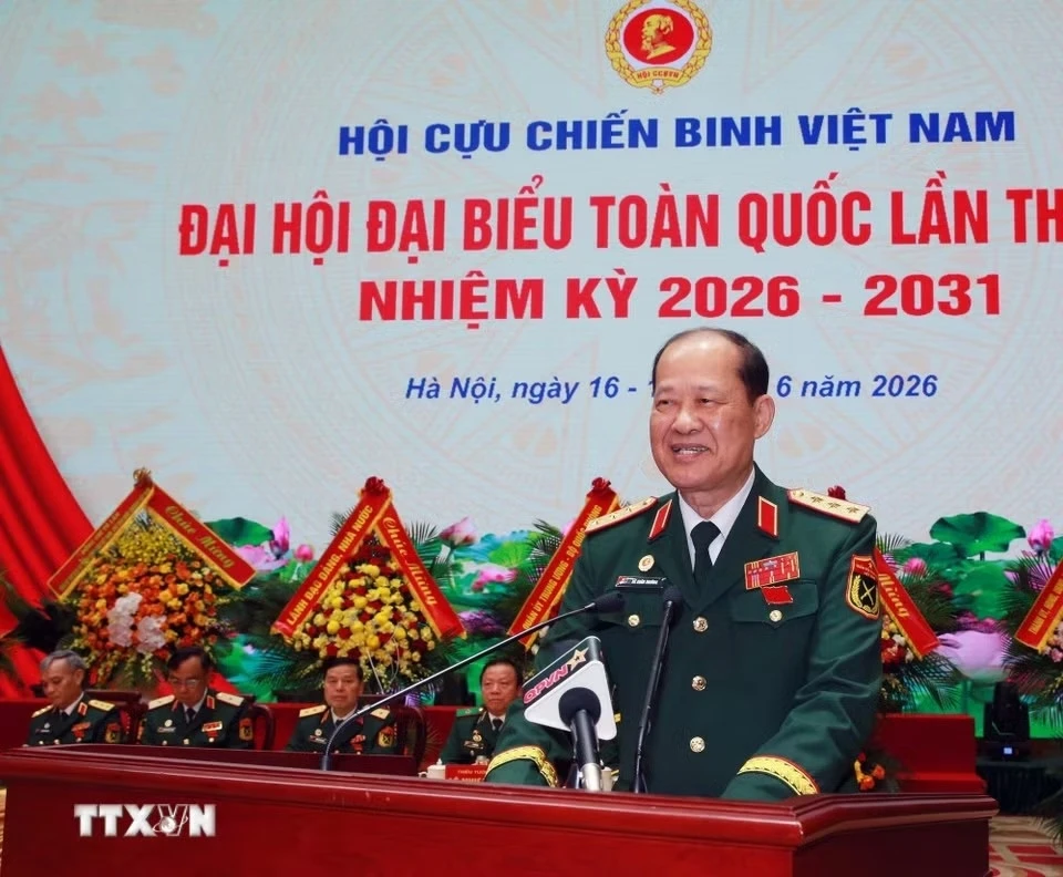 Thượng tướng Bế Xuân Trường, Chủ tịch Hội Cựu chiến binh Việt Nam nhiệm kỳ 2026-2031, phát biểu. Ảnh: Trọng Đức/TTXVN.