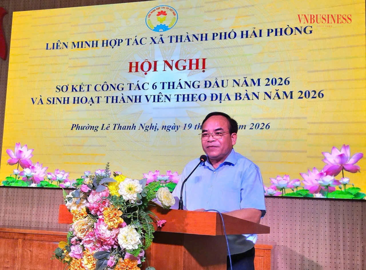 Ông Ngô Ngọc Khánh - Chủ tịch Liên minh HTX TP Hải Phòng phát biểu tại Hội nghị.