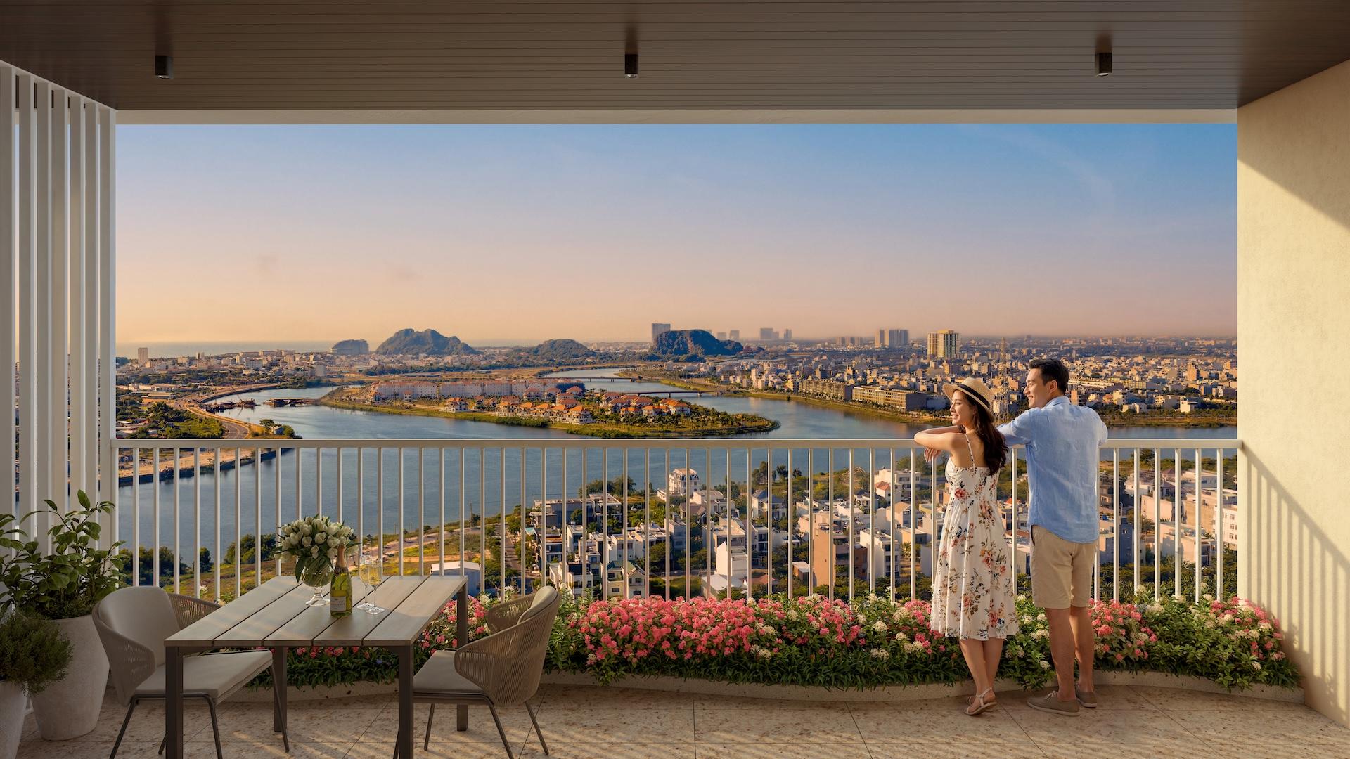 Vị trí hiếm có mặt sông Hàn đem lại cho cư dân S-Light Tower đặc quyền thưởng lãm tầm view sông - núi - biển - pháo hoa DIFF. Ảnh: Sun Property.