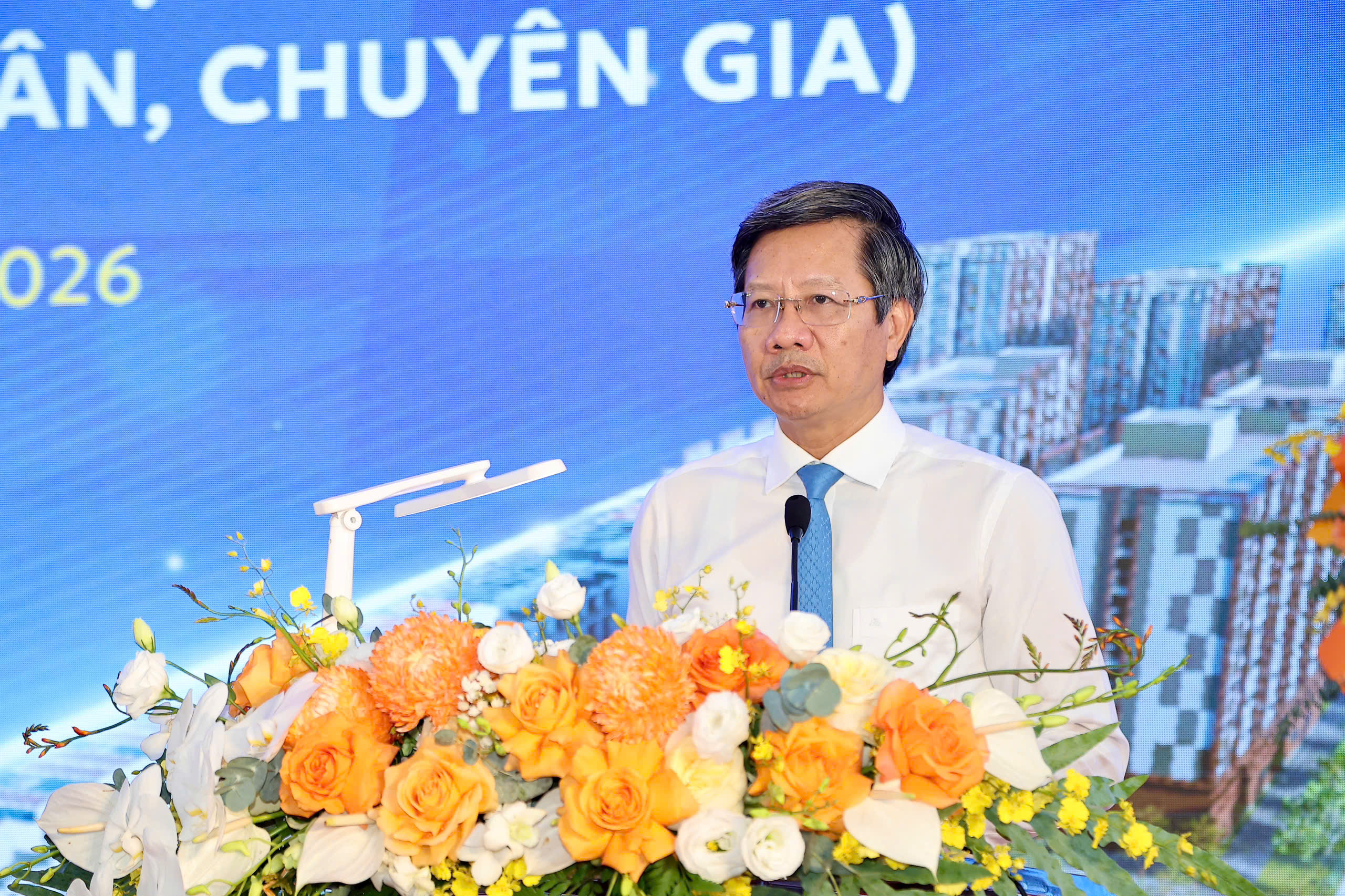 Phó Chủ tịch Thường trực UBND TP. Hải Phòng Lê Anh Quân phát biểu tại lễ khởi công. Ảnh; CTTDT TP
