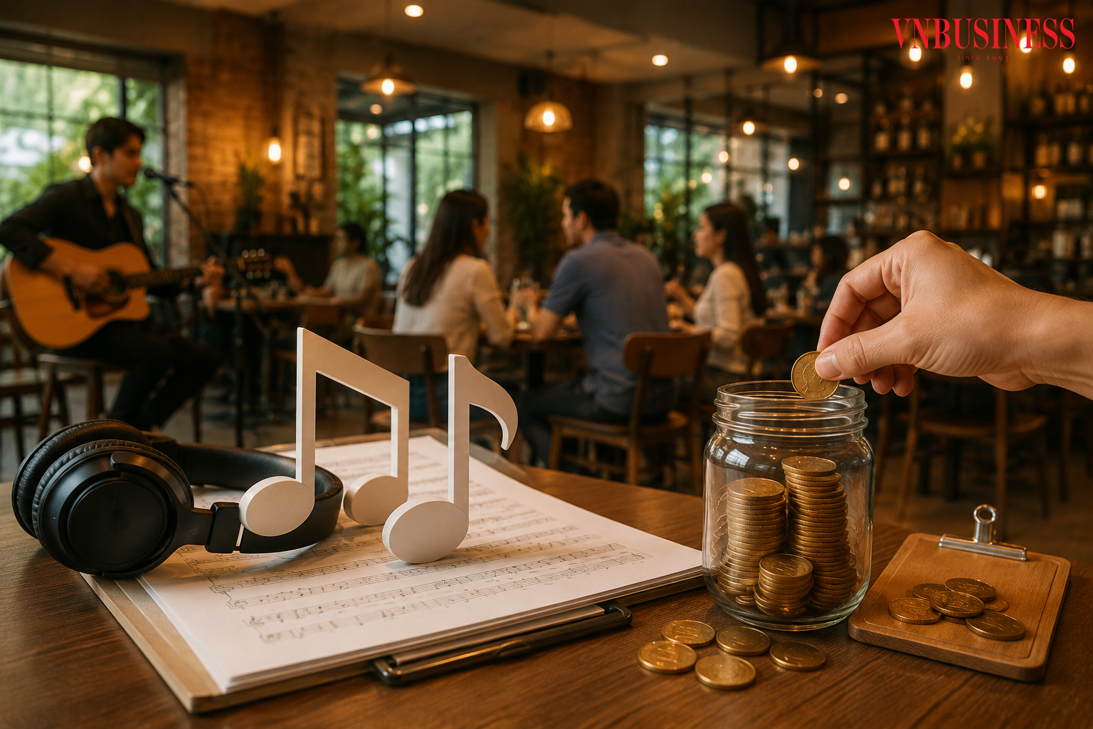 Phí bản quyền âm nhạc được tính dựa trên quy mô kinh doanh và mức lương cơ sở.