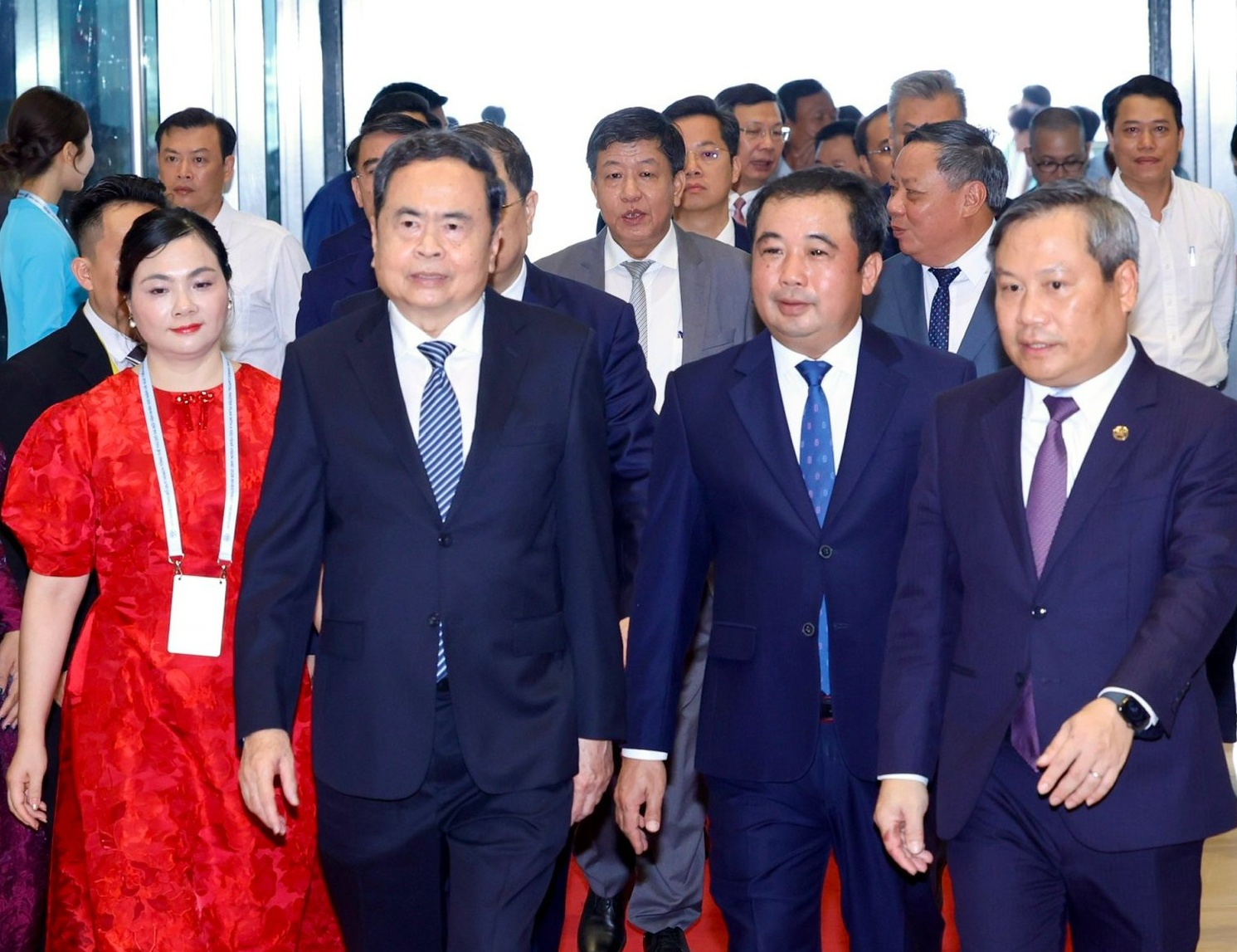 Ủy viên Bộ Chính trị, Chủ tịch Quốc hội Trần Thanh Mẫn đến tham dự hội nghị.