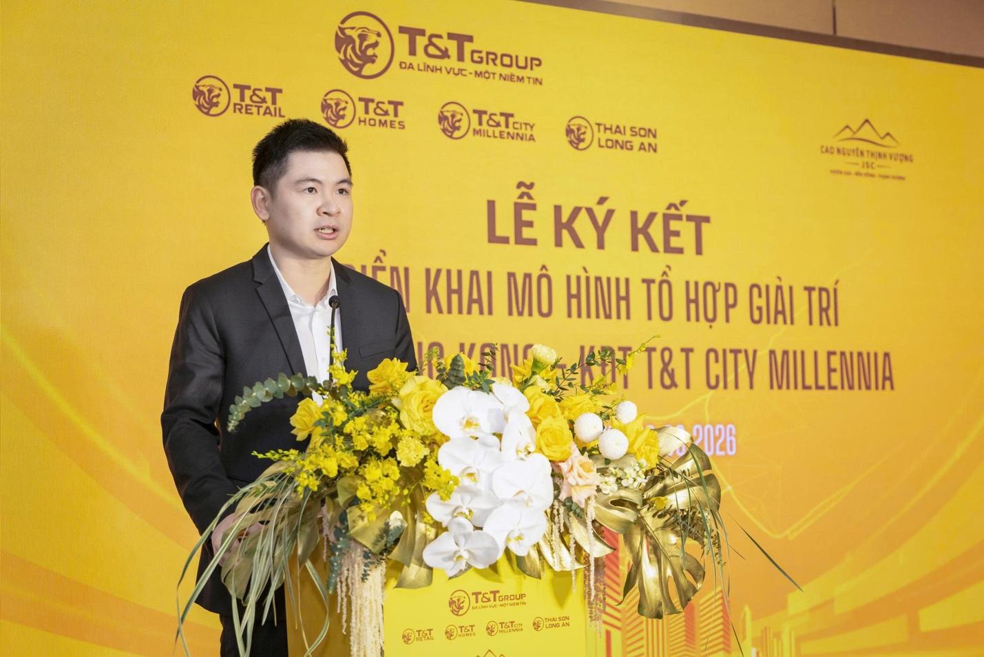 Phó Chủ tịch HĐQT Tập đoàn T&T Group Đỗ Vinh Quang phát biểu tại lễ ký kết.
