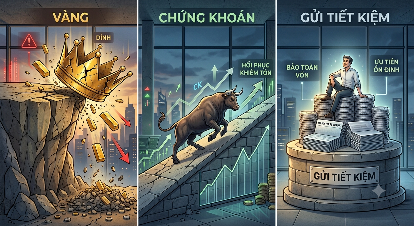 Đầu tư nửa đầu năm 2026: Vàng bay đỉnh, chứng khoán “hụt hơi”, tiền gửi hóa “vịnh tránh bão”