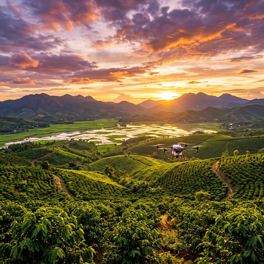 Hoàng hôn nông nghiệp cao nguyên Lâm Đồng