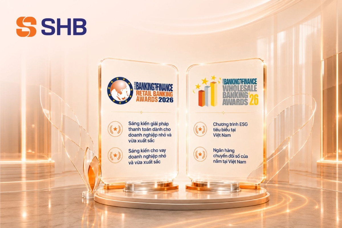 SHB nhận 4 giải thưởng lớn tại Asian Banking & Finance Awards 2026.