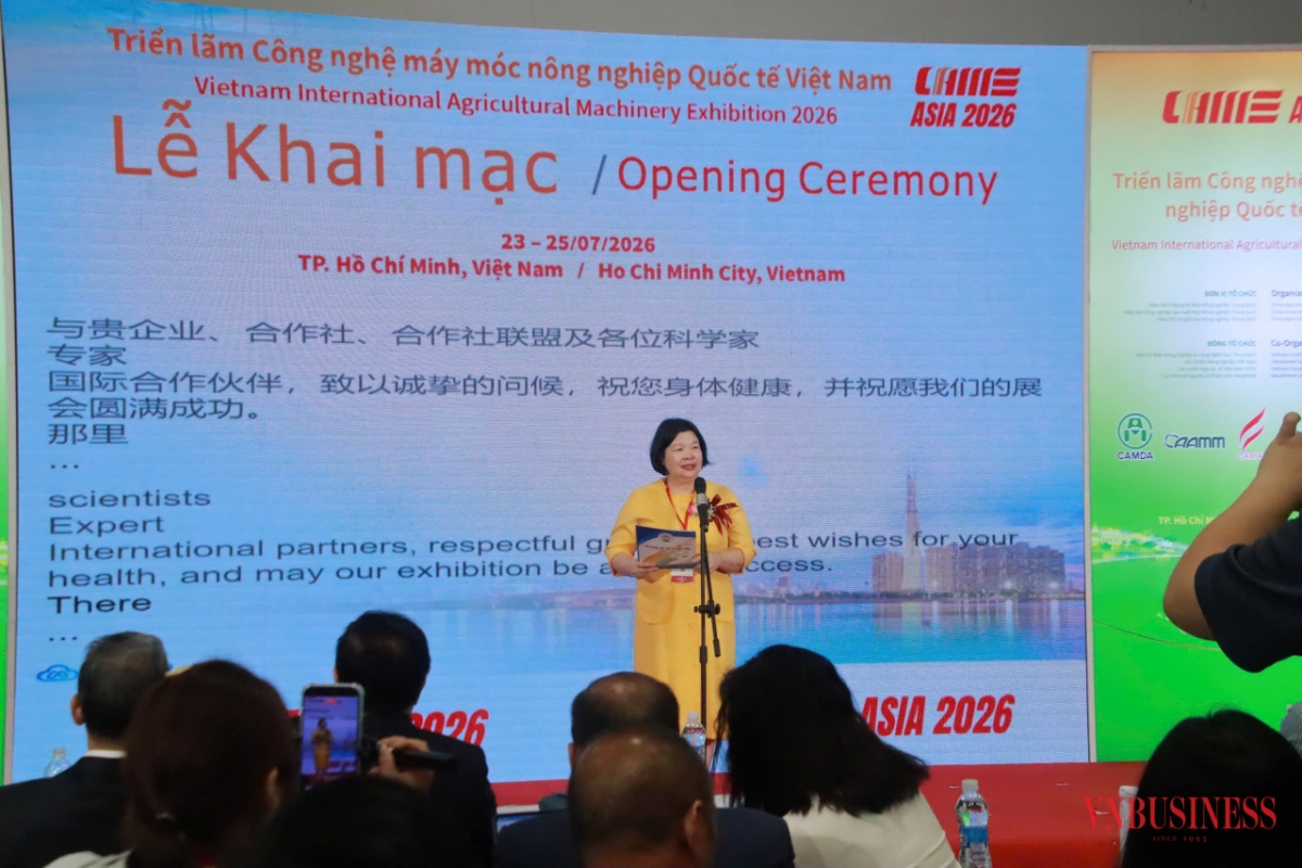 Chủ tịch Liên minh HTX Việt Nam Cao Xuân Thu Vân phát biểu tại lễ khai mạc triển lãm CIAME Asia Vietnam 2026.