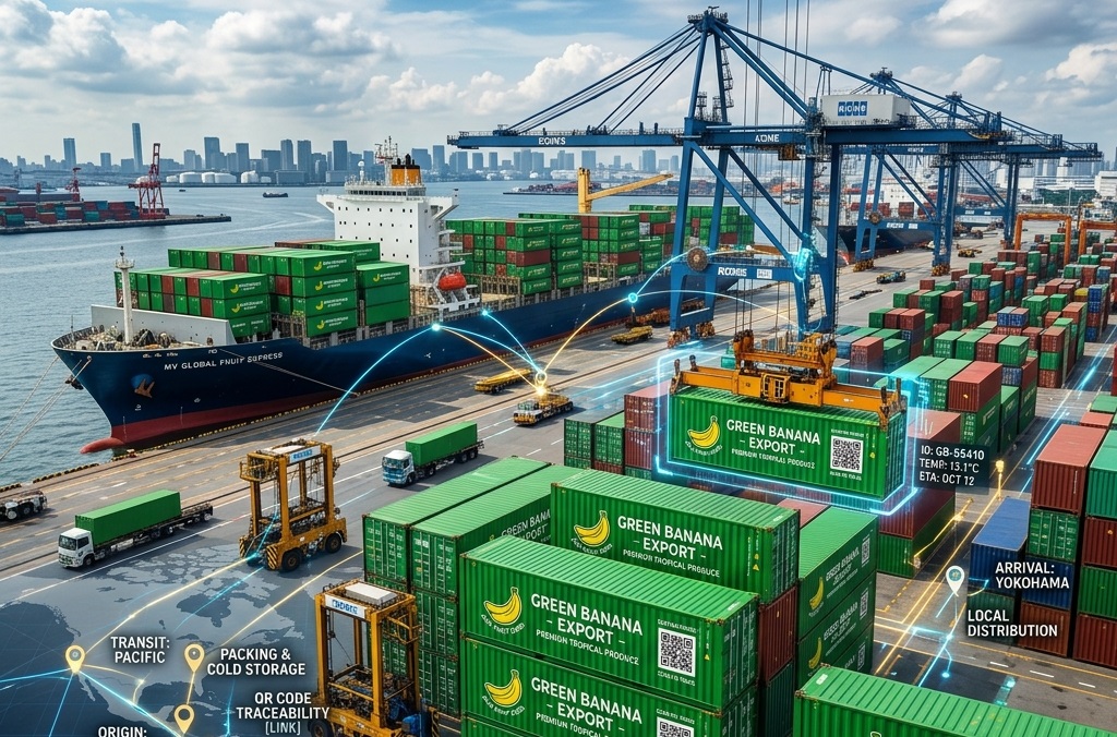Container xuất khẩu chuối và kết nối dữ liệu