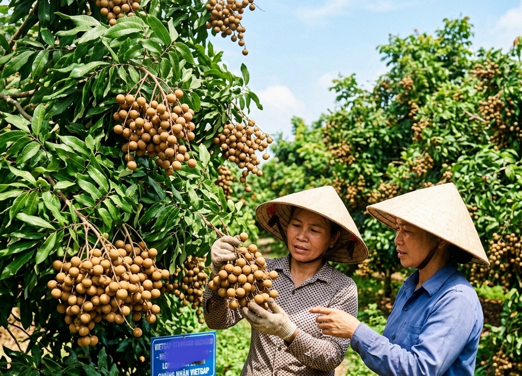 Vườn nhãn VietGAP HTX Hiệp Cường