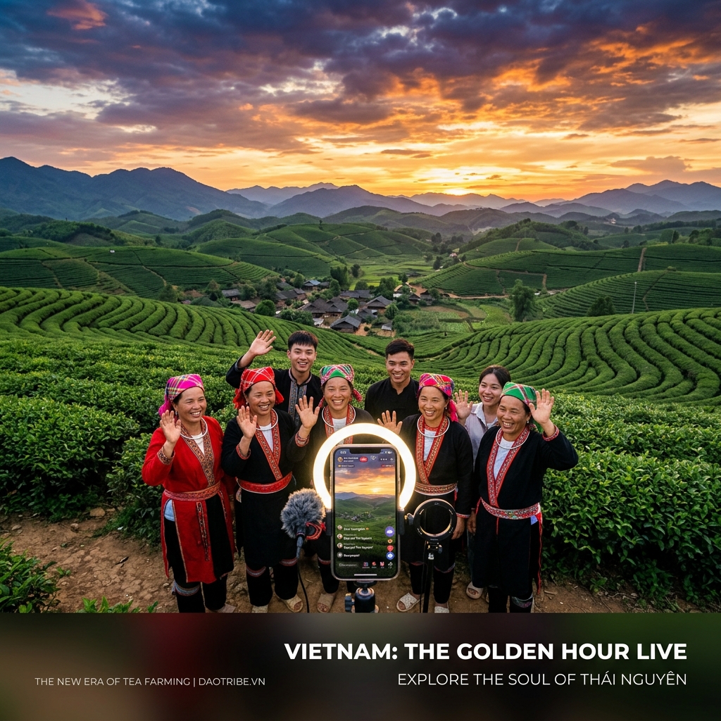 Hoàng hôn đồi chè Thái Nguyên