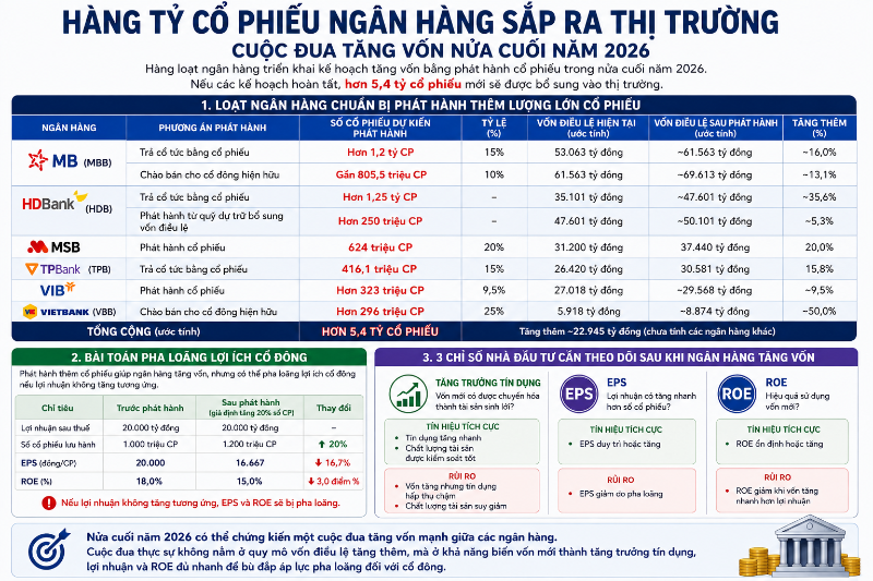 Hàng tỷ cổ phiếu ngân hàng sắp 'bung', cuộc đua tăng vốn bước vào giai đoạn mới