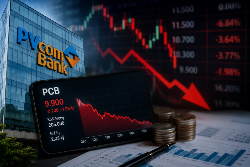 Từ tăng 40% đến 4 phiên đỏ liên tiếp: Cổ phiếu PVcomBank đảo chiều ra sao?