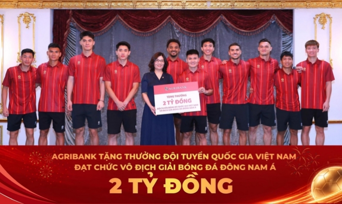 Agribank trao thưởng 2 tỷ đồng chúc mừng Đội tuyển Việt Nam vô địch ASEAN Cup 2026