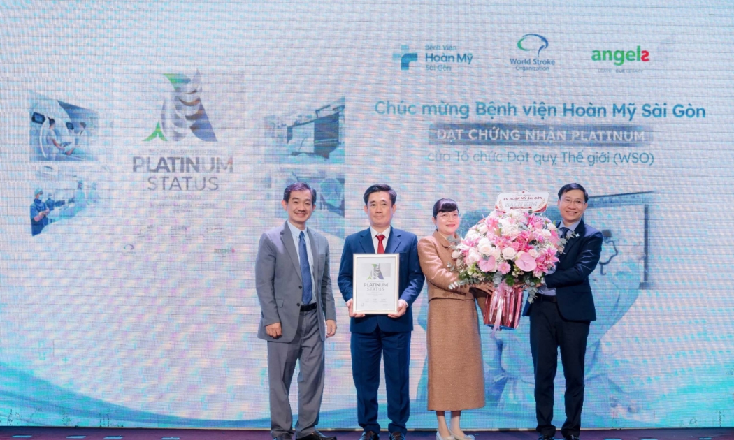 Bệnh viện Hoàn Mỹ Sài Gòn nhận chứng nhận bạch kim của Hội Đột quỵ thế giới