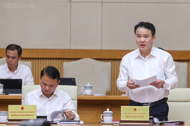Thứ trưởng Bộ Tài chính Trần Quốc Phương báo cáo tại phiên họp. Ảnh: chinhphu.vn.