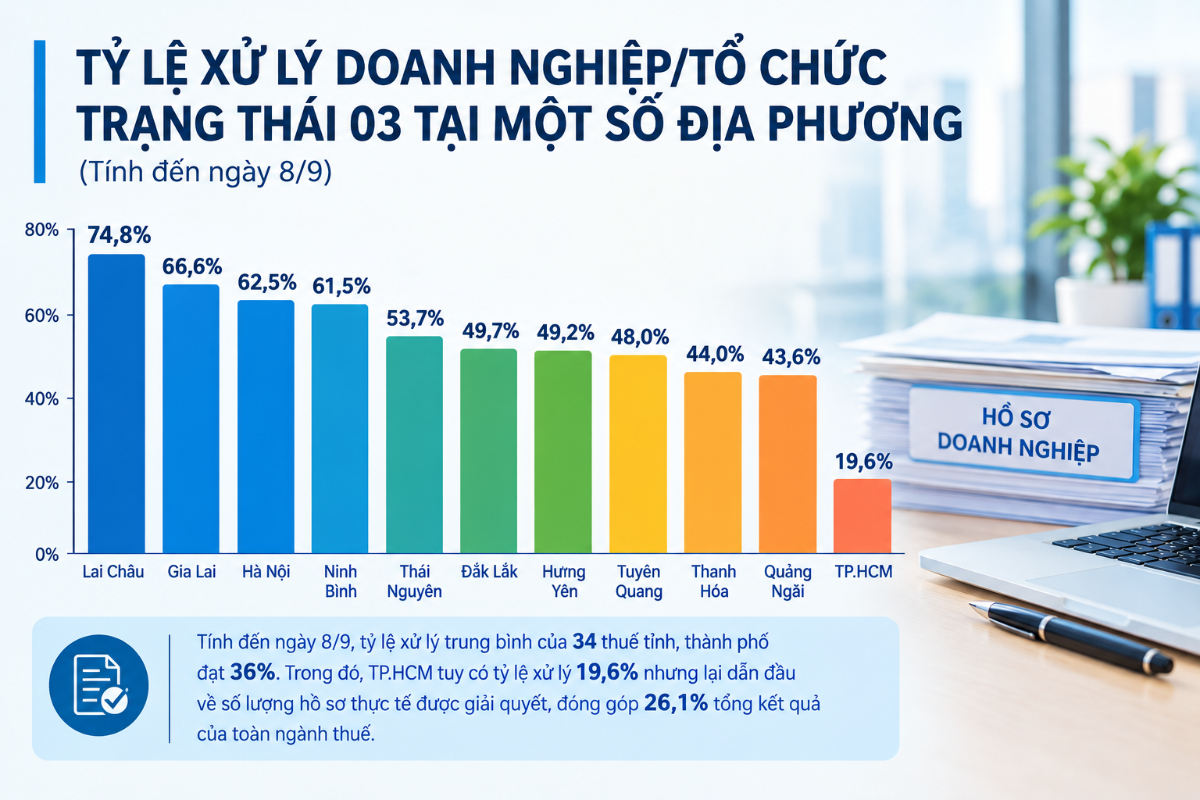 Tỷ lệ trung bình toàn ngành thuế đạt được trong chiến dịch làm sạch mã số thuế đến nay là 36%.