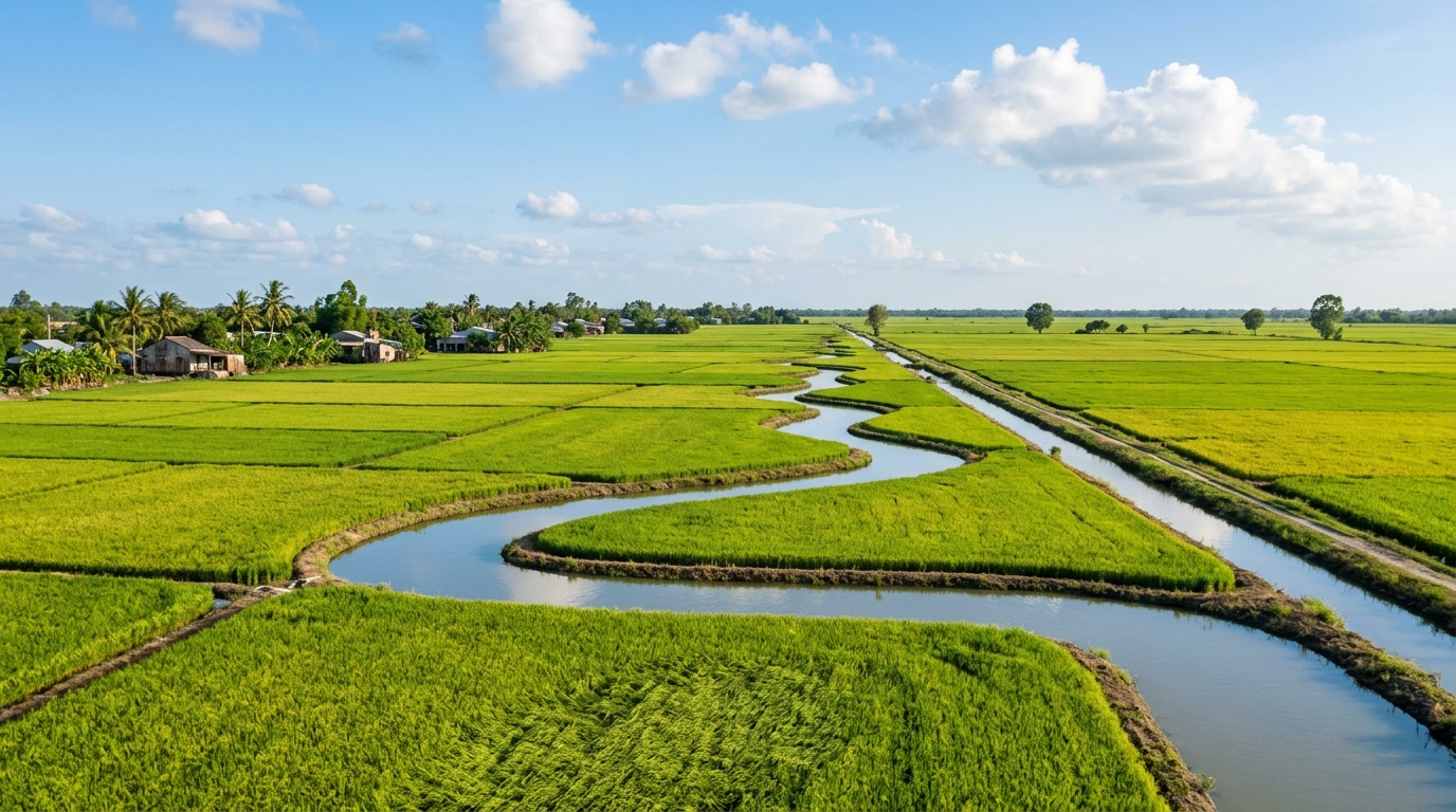 Vùng nguyên liệu cánh đồng lúa tập trung tại Cà Mau