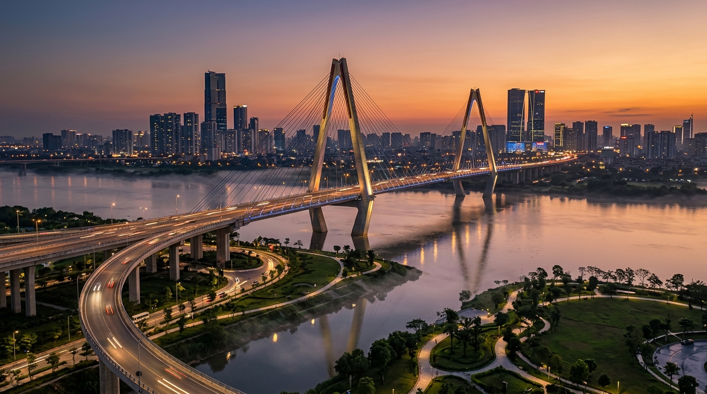 Hạ tầng giao thông hiện đại kết nối các bờ sông và đường vành đai Thủ đô Hà Nội