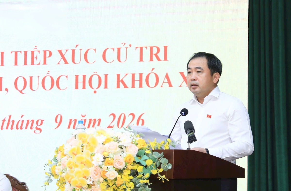 Bí thư Thành ủy, Trưởng đoàn đại biểu Quốc hội TP Hà Nội Trần Đức Thắng phát biểu tại Hội nghị hôm 22/9.