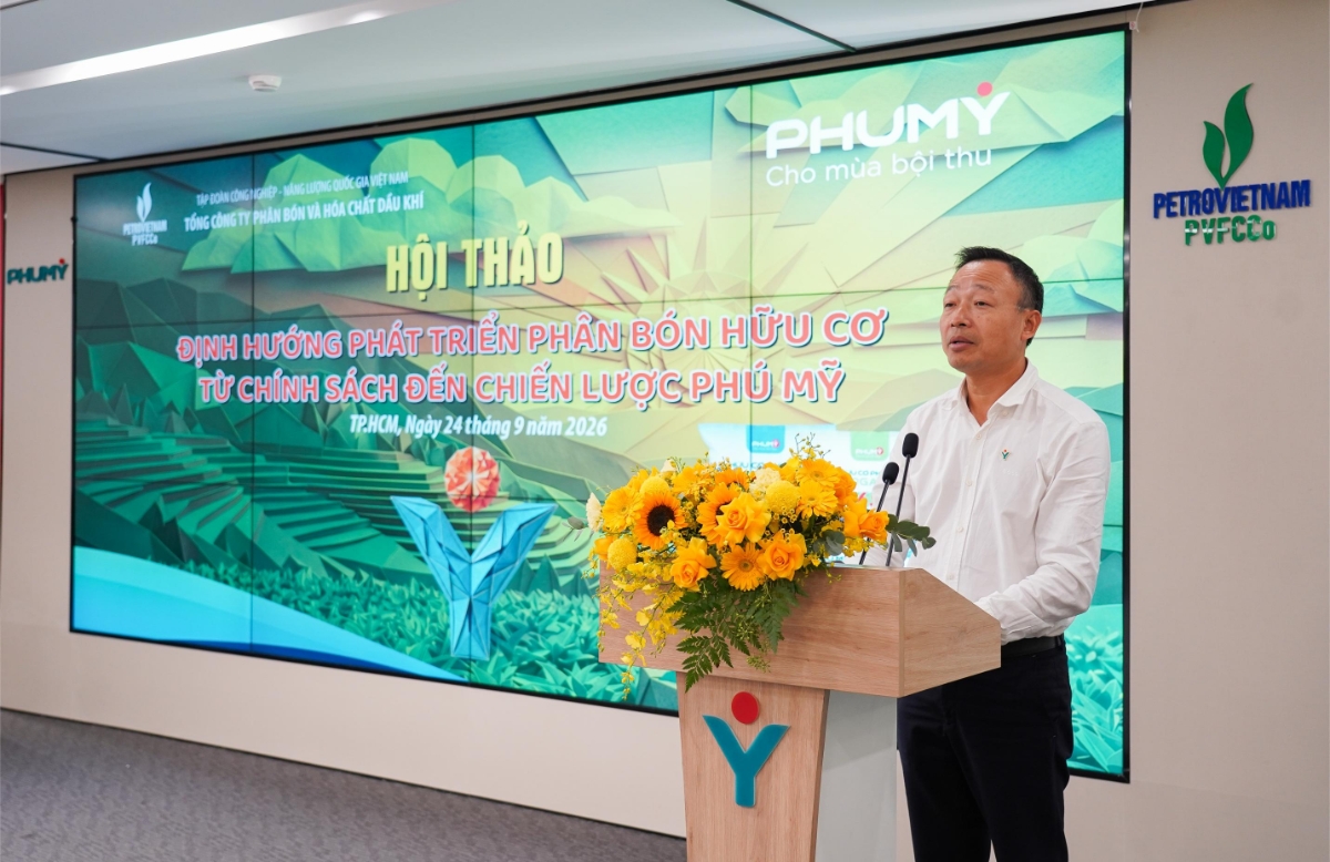 Ông Phan Công Thành - Tổng Giám đốc PVFCCo - Phú Mỹ nhấn mạnh, phát triển phân bón hữu cơ là định hướng lâu dài của Tổng công ty.