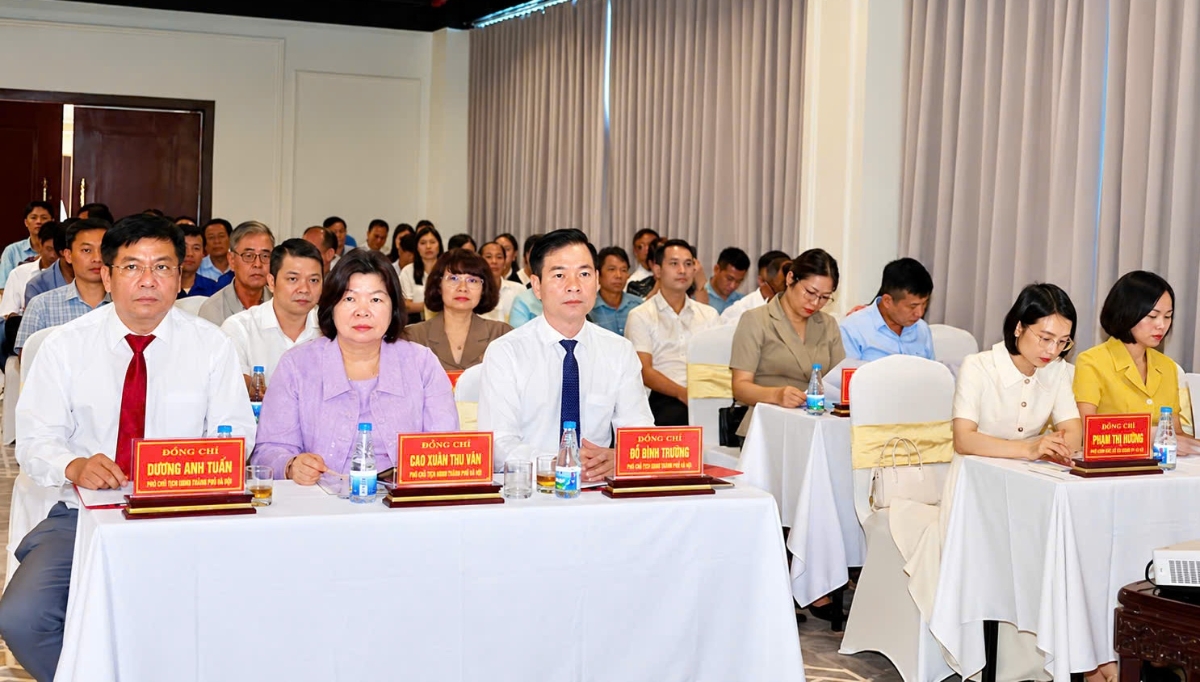 Chủ tịch Liên minh HTX Việt Nam Cao Xuân Thu Vân (áo tím) tham dự hội nghị.
