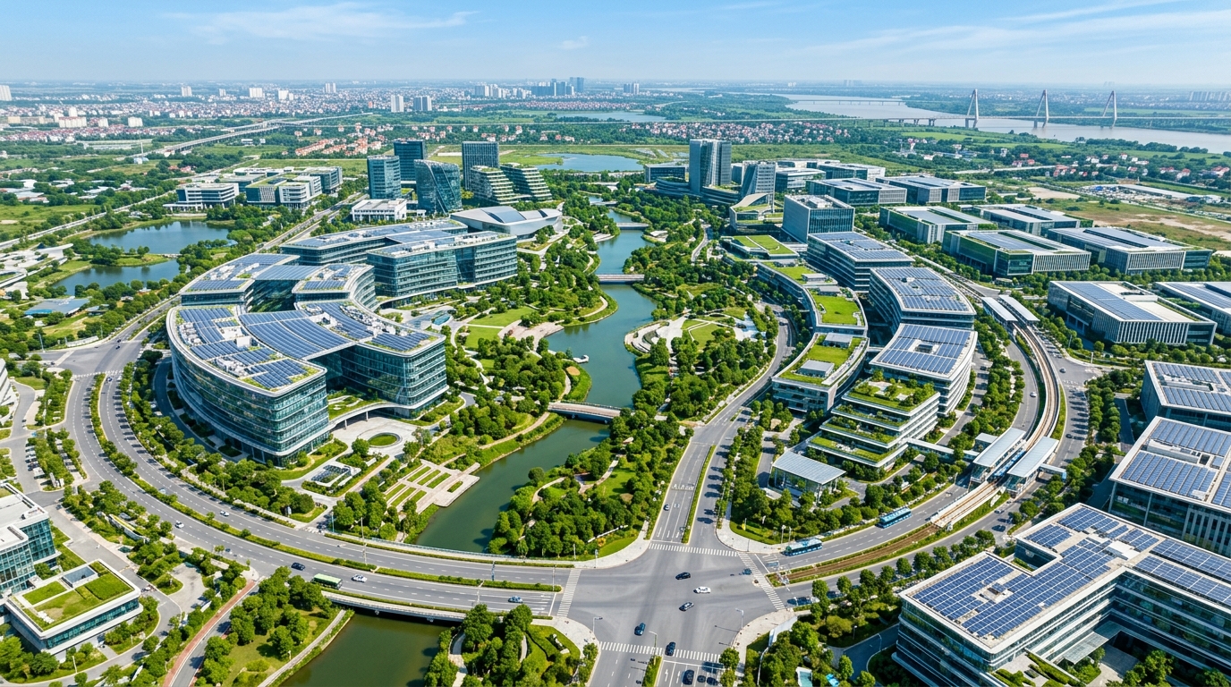 Minh họa quy hoạch không gian công nghệ cao và khu công nghiệp sinh thái Hà Nội