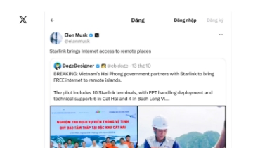 Tỷ phú Elon Musk chia sẻ thông tin Hải Phòng triển khai Starlink tại hai đặc khu biển, đảo