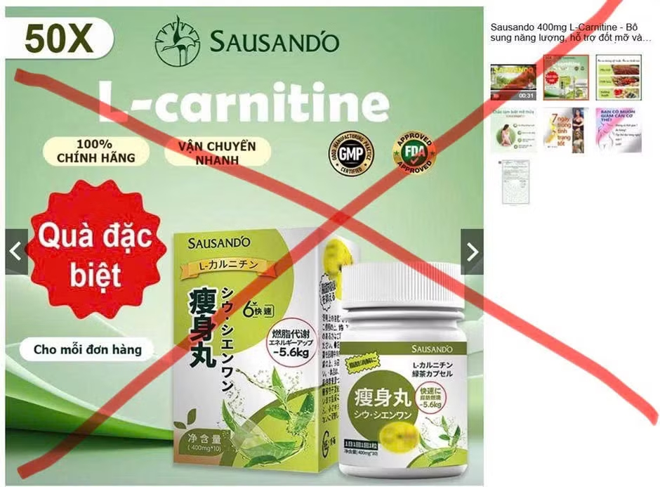 Sản phẩm Sausando Slimming capsule chưa được Cục An toàn thực phẩm cấp phép nhưng đã được bán trên sàn Shopee.