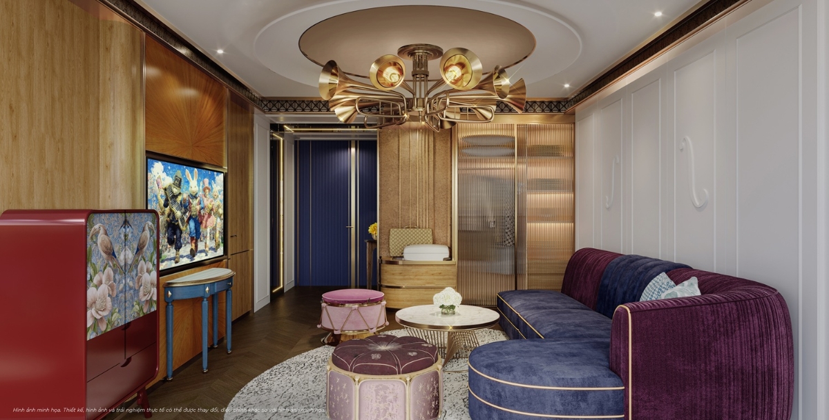 Không gian suite tại Dream Palace, bổ sung sắc thái sang trọng cho bộ sưu tập phòng nghỉ mang chủ đề riêng.
