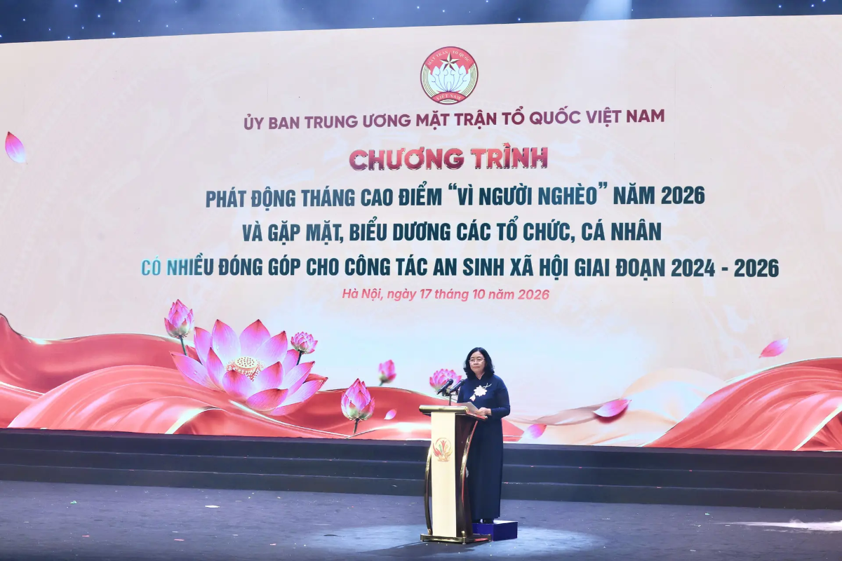 Chủ tịch Ủy ban Trung ương MTTQ Việt Nam Bùi Thị Minh Hoài kêu gọi các cơ quan, đơn vị, doanh nghiệp, các nhà hảo tâm cùng toàn thể đồng bào tích cực ủng hộ cho Quỹ "Vì người nghèo" do Mặt trận Tổ quốc phát động.