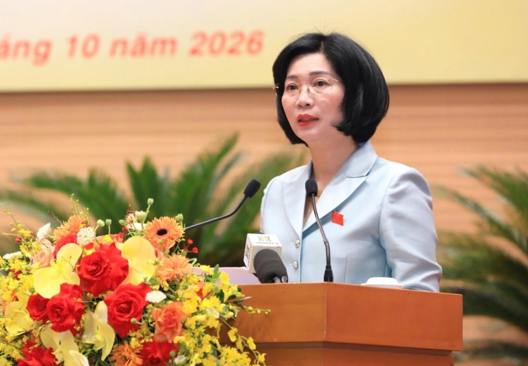 Chủ tịch HĐND Thành phố Hà Nội Phùng Thị Hồng Hà phát biểu khai mạc kỳ họp