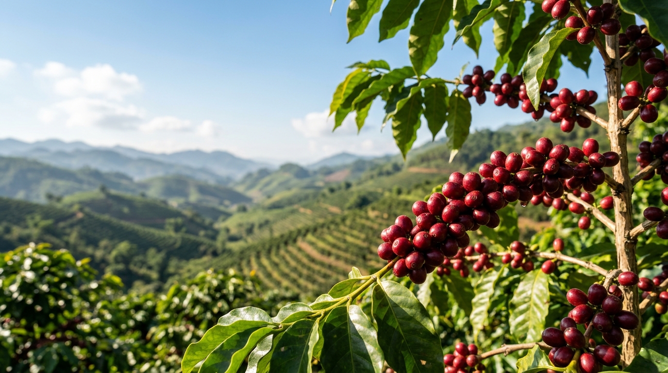 Cà phê Arabica chín đỏ trĩu cành trên cao nguyên Sơn La